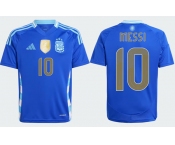 Men's Argentina #10 Lionel Messi Blue Away Soccer Jersey