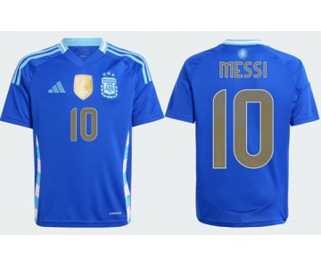 Men's Argentina #10 Lionel Messi Blue Away Soccer Jersey