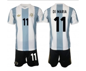 Men's Argentina #11 Angel Fabian Di María White Blue 2024-25 50th Anniversary Home Soccer Jersey Suit