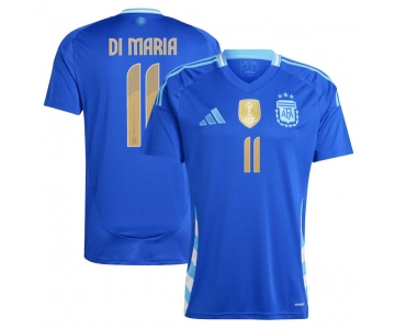 Men's Argentina #11 Di maria 2024 Blue Away Soccer Jersey