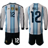 Men's Argentina #12 RULLI Long Sleeve National Team FIFA x World Cup 2026 Home White On Field Jersey