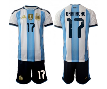 Men's Argentina #17 GARNACHO National Team FIFA x World Cup 2026 Home White On Field Jersey