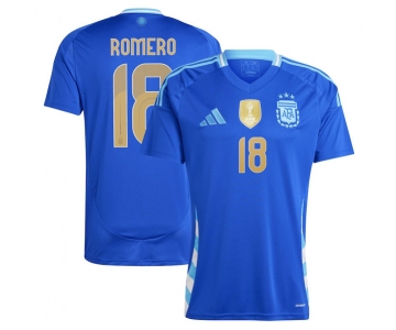 Men's Argentina #18 Cristian Romero 2024 Blue Away Soccer Jersey