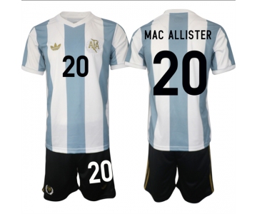 Men's Argentina #20 Alexis Mac Allister White Blue 2024-25 50th Anniversary Home Soccer Jersey Suit