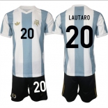 Men's Argentina #20 Lautaro White Blue 2024-25 50th Anniversary Home Soccer Jersey Suit