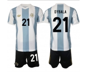 Men's Argentina #21 Dybala White Blue 2024-25 50th Anniversary Home Soccer Jersey Suit