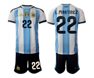 Men's Argentina #22 L.MARTINEZ National Team FIFA x World Cup 2026 Home White On Field Jersey