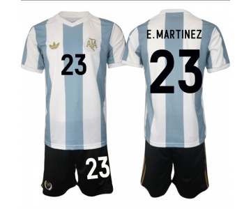 Men's Argentina #23 Emiliano Martinez White Blue 2024-25 50th Anniversary Home Soccer Jersey Suit