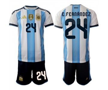 Men's Argentina #24 E.FEANANDEZ National Team FIFA x World Cup 2026 Home White On Field Jersey