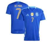 Men's Argentina #7 Rodrigo De Paul 2024 Blue Away Soccer Jersey