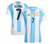 Men's Argentina #7 Rodrigo De Paul 2024 White Home Soccer Jersey