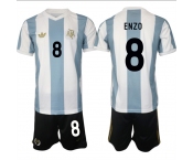 Men's Argentina #8 Enzo White Blue 2024 25 50th Anniversary Home Soccer Jersey Suit
