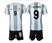 Men's Argentina #9 Julian Alvarez White Blue 2024-25 50th Anniversary Home Soccer Jersey Suit