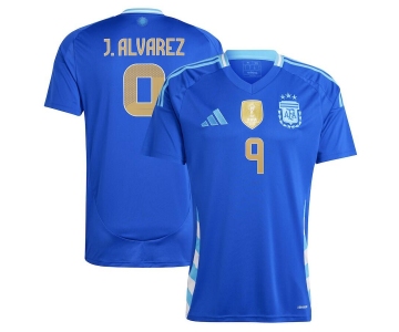 Men's Argentina #9 Julián álvarez 2024 Blue Away Soccer Jersey