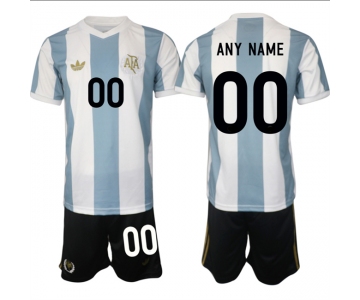Men's Argentina Custom White Blue 2024-25 50th Anniversary Home Soccer Jersey Suit