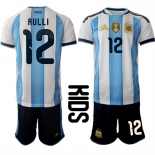 Youth Argentina #12 RULLI National Team FIFA x World Cup 2026 Home White On Field Kids Jersey