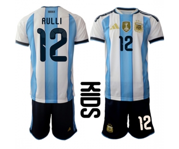 Youth Argentina #12 RULLI National Team FIFA x World Cup 2026 Home White On Field Kids Jersey