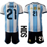 Youth Argentina #21 DYBALA National Team FIFA x World Cup 2026 Home White On Field Kids Jersey