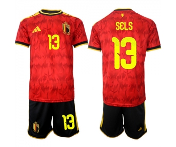 Men's Belgium #13 SELS National Team FIFA x World Cup 2026 Home Red On Field Jersey