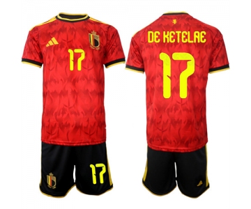 Men's Belgium #17 DE KETELAE National Team FIFA x World Cup 2026 Home Red On Field Jersey