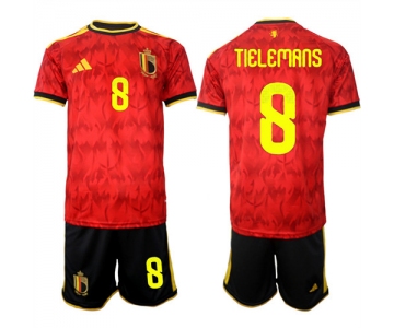 Men's Belgium #8 TIELEMANS National Team FIFA x World Cup 2026 Home Red On Field Jersey