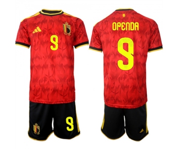 Men's Belgium #9 OPENDA National Team FIFA x World Cup 2026 Home Red On Field Jersey