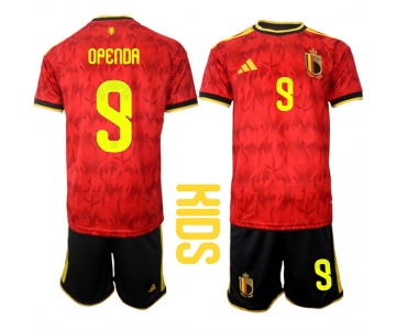 Youth Belgium #9 OPENDA National Team FIFA x World Cup 2026 Home Red On Field Kids Jersey