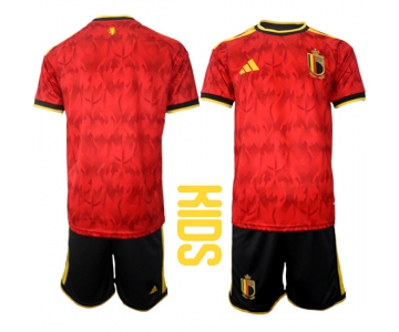 Youth Belgium Blank National Team FIFA x World Cup 2026 Home Red On Field Kids Jersey