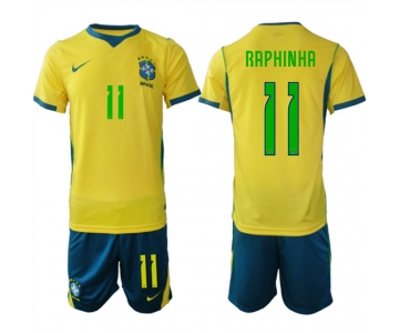 Men's Brazil #11 RAPHINHA National Team FIFA x World Cup 2026 Home On Field Jersey