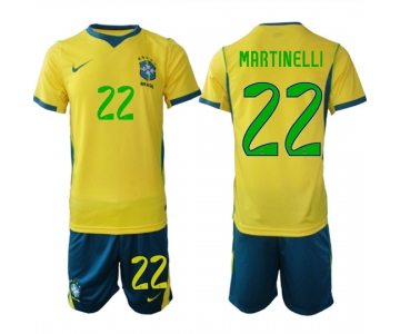 Men's Brazil #22 MARTINELLI National Team FIFA x World Cup 2026 Home On Field Jersey