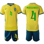 Men's Brazil #4 MARQUINHOS National Team FIFA x World Cup 2026 Home On Field Jersey Men's Brazil #4 MARQUINHOS National Team FIFA x World Cup 2026 Home On Field Jersey
