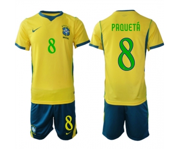 Men's Brazil #8 PAQUETA National Team FIFA x World Cup 2026 Home On Field Jersey