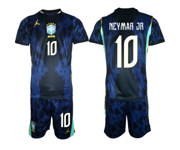 Men's Brazil national football team #10 Neymar Jr Navy 2026 Away Soccer Jersey Suit