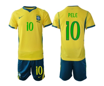 Men's Brazil national football team #10 Pele Yellow 2026 Soccer Jersey Suit