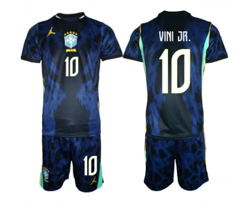Men's Brazil national football team #10 Vinícius Júnior Navy 2026 Away Soccer Jersey Suit