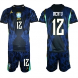 Men's Brazil national football team #12 Bento Navy 2026 Away Soccer Jersey Suit