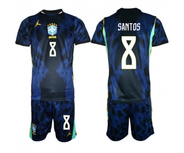 Men's Brazil national football team #8 Andrey Santos Navy 2026 Away Soccer Jersey Suit