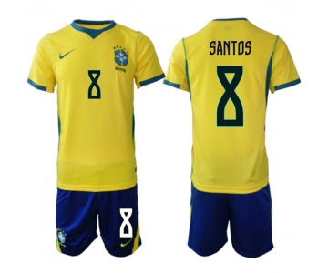 Men's Brazil national football team #8 Andrey Santos Yellow Home 2026 Soccer Jersey Suit