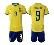 Men's Brazil national football team #9 Ronaldo Yellow 2026 Soccer Jersey Suit