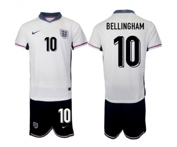Men's England #10 Jude Bellingham 2024-25 White Home Soccer Jersey Suit
