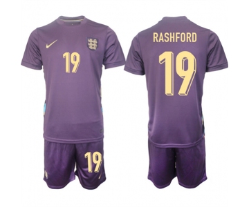 Men's England #19 Marcus Rashford 2024-25 Purple Away Soccer Jersey Suit