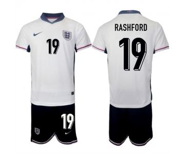 Men's England #19 Marcus Rashford 2024-25 White Home Soccer Jersey Suit