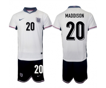 Men's England #20 James Maddison 2024-25 White Home Soccer Jersey Suit