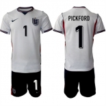 Men's England 2026 #1 Jordan Pickford White Home Soccer Jersey Suit