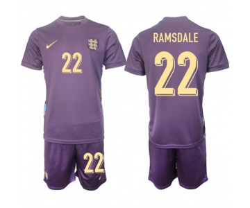 Men's England #22 Aaron Ramsdale 2024-25 Purple Away Soccer Jersey Suit