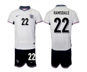 Men's England #22 Aaron Ramsdale 2024-25 White Home Soccer Jersey Suit