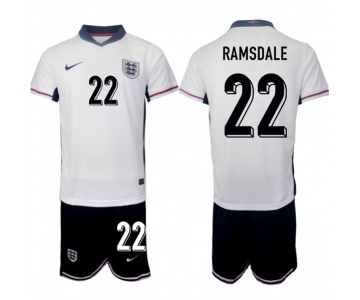 Men's England #22 Aaron Ramsdale 2024-25 White Home Soccer Jersey Suit