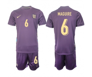 Men's England #6 Harry Maguire 2024-25 Purple Away Soccer Jersey Suit