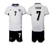 Men's England #7 Phil Foden 2024-25 White Home Soccer Jersey Suit