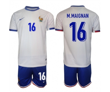 Men's France #16 Steve Mandanda White 2024-25 Away Soccer Jersey Suit